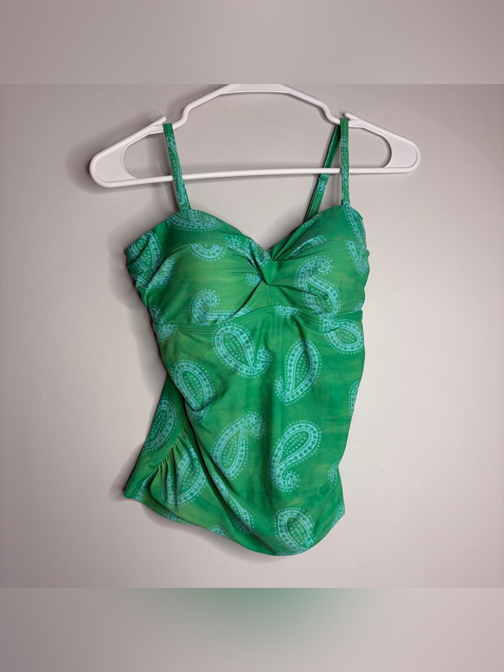 Boden Swimsuit Green Blue Adjustable Tankini US 8 Padded Swim Top